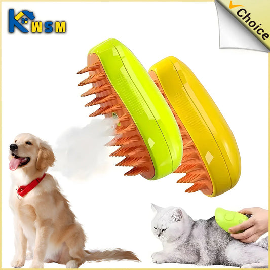 3-in-1 Steamy Dog Brush – Electric Grooming, Massage & Hair Removal - Doggy-Dog world