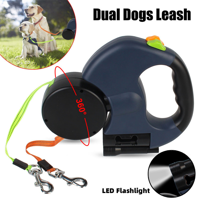 3M Dual Retractable Leash for Two Dogs – Reflective, Tangle-Free & Lighted - Doggy-Dog world