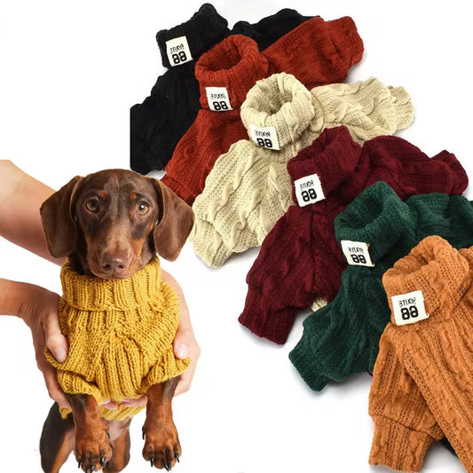 Dog Sweater Turtleneck Solid Color Dogs Clothes Warm Cotton For Puppy Small Medium Dogs Sweatshirt Jacket Chihuahua Teddy - Doggy-Dog world